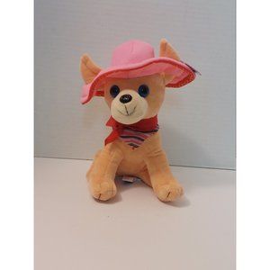 Vintage Nanco Chihuahua with pink Sombrero plush with tag, vintage 1990s plush
